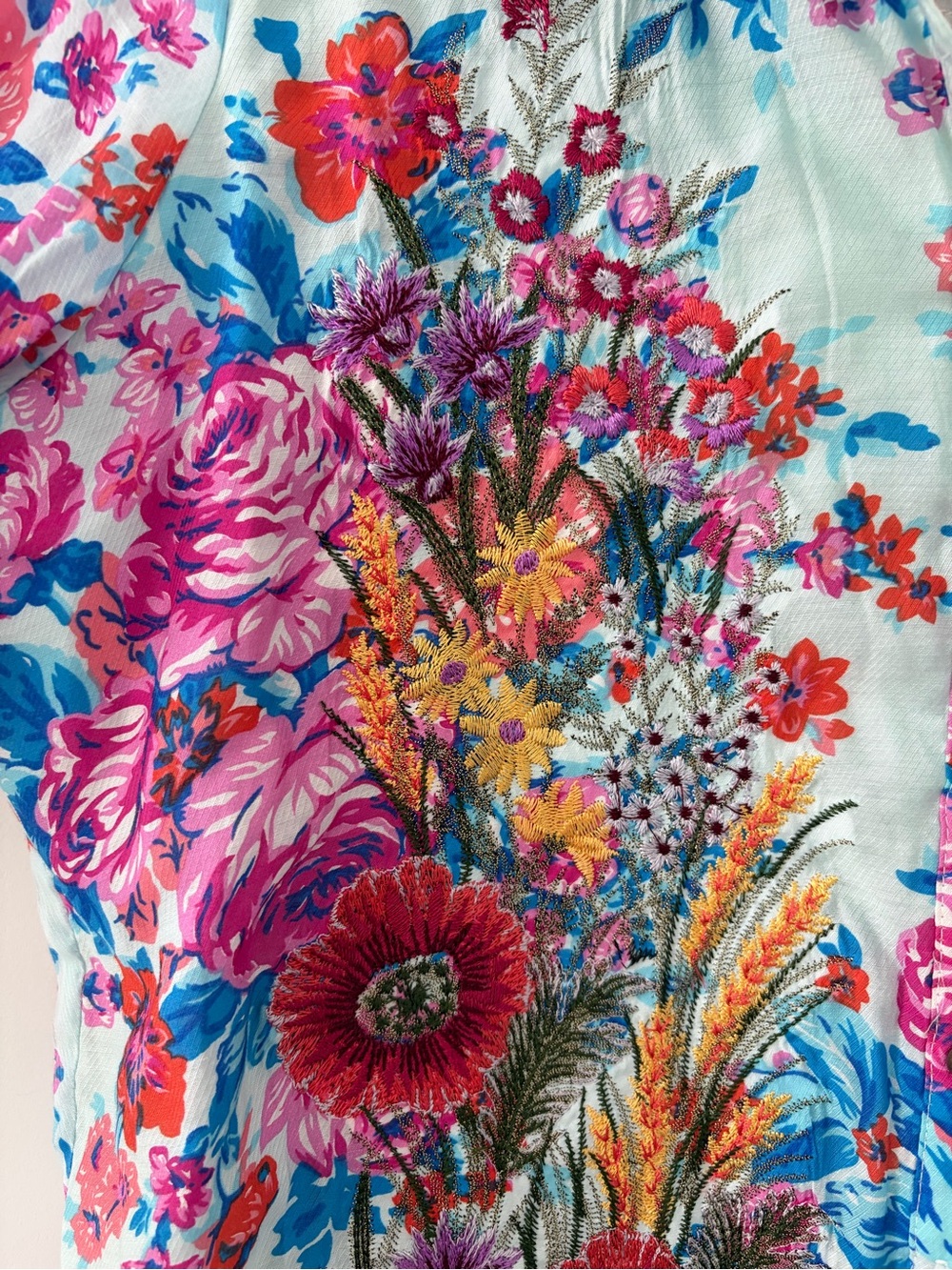 Arrata Silent Journey Floral Embroidered Long Sleeve Button Down Boho Blouse L - Picture 3 of 10